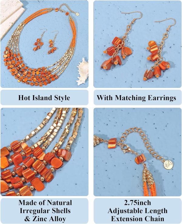Firstmeet Bohemian Layered Shell Beaded Necklace Set Seed Bead Irregular Costume Jewelry for Women - Image 46