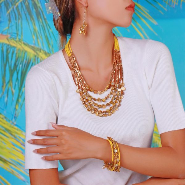 Firstmeet Bohemian Layered Shell Beaded Necklace Set Seed Bead Irregular Costume Jewelry for Women - Image 49