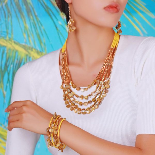 Firstmeet Bohemian Layered Shell Beaded Necklace Set Seed Bead Irregular Costume Jewelry for Women - Image 50
