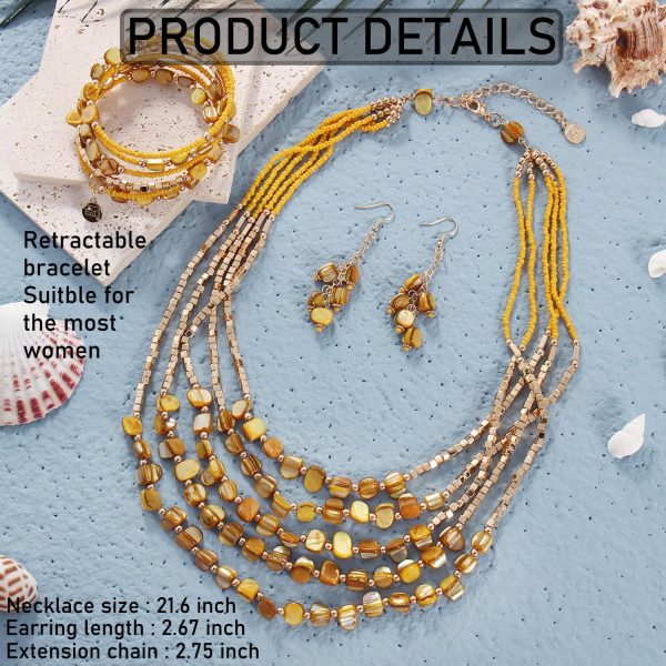 Firstmeet Bohemian Layered Shell Beaded Necklace Set Seed Bead Irregular Costume Jewelry for Women - Image 51
