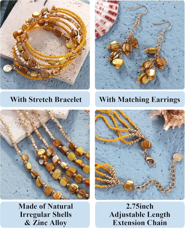 Firstmeet Bohemian Layered Shell Beaded Necklace Set Seed Bead Irregular Costume Jewelry for Women - Image 52