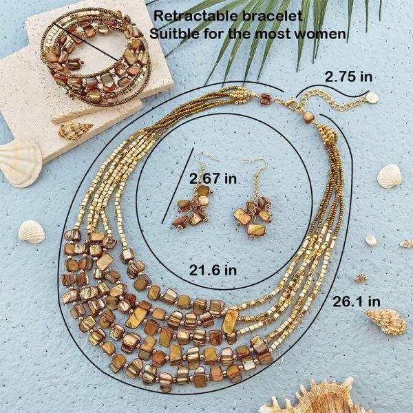 Firstmeet Bohemian Layered Shell Beaded Necklace Set Seed Bead Irregular Costume Jewelry for Women - Image 58