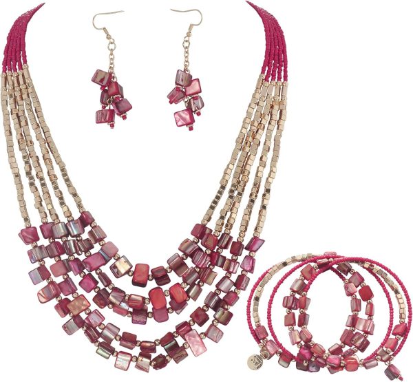 Firstmeet Bohemian Layered Shell Beaded Necklace Set Seed Bead Irregular Costume Jewelry for Women - Image 68