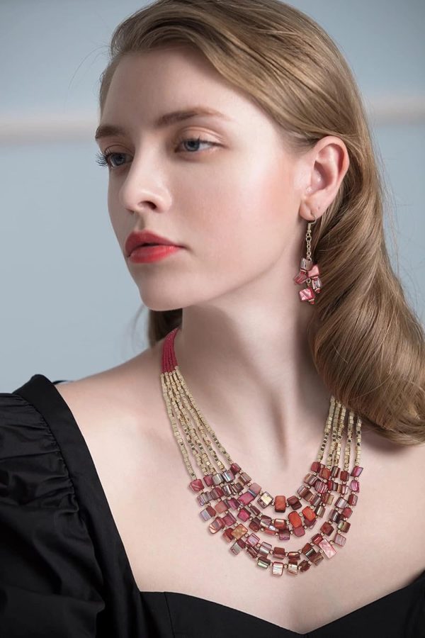 Firstmeet Bohemian Layered Shell Beaded Necklace Set Seed Bead Irregular Costume Jewelry for Women - Image 69
