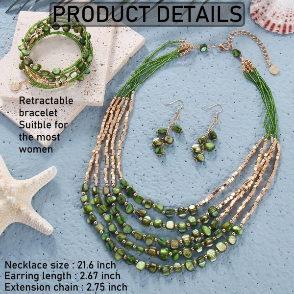 Firstmeet Bohemian Layered Shell Beaded Necklace Set Seed Bead Irregular Costume Jewelry for Women - Image 77