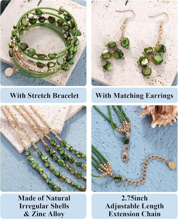 Firstmeet Bohemian Layered Shell Beaded Necklace Set Seed Bead Irregular Costume Jewelry for Women - Image 78