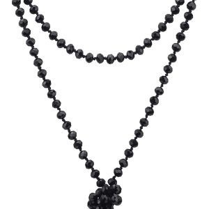 Firstmeet Fashion Beads Rope Knot Long Beaded Necklace Versatile 60" Strand Costume Jewelry for Women and Men