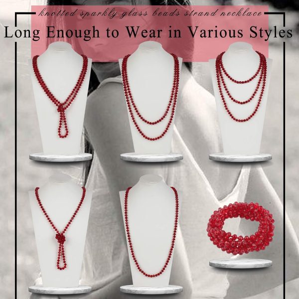 Firstmeet Fashion Beads Rope Knot Long Beaded Necklace Versatile 60" Strand Costume Jewelry for Women and Men - Image 9