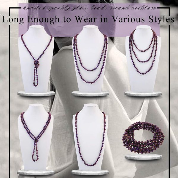 Firstmeet Fashion Beads Rope Knot Long Beaded Necklace Versatile 60" Strand Costume Jewelry for Women and Men - Image 31