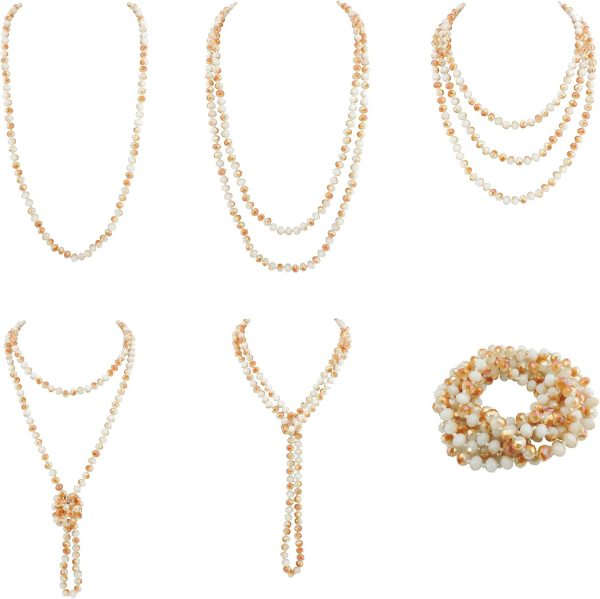 Firstmeet Fashion Beads Rope Knot Long Beaded Necklace Versatile 60" Strand Costume Jewelry for Women and Men - Image 43