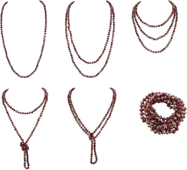 Firstmeet Fashion Beads Rope Knot Long Beaded Necklace Versatile 60" Strand Costume Jewelry for Women and Men - Image 68
