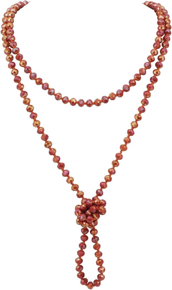 Firstmeet Fashion Beads Rope Knot Long Beaded Necklace Versatile 60" Strand Costume Jewelry for Women and Men - Image 75