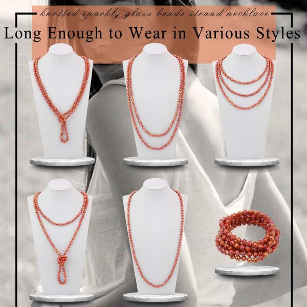 Firstmeet Fashion Beads Rope Knot Long Beaded Necklace Versatile 60" Strand Costume Jewelry for Women and Men - Image 76