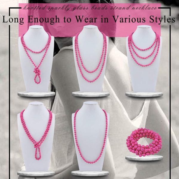 Firstmeet Fashion Beads Rope Knot Long Beaded Necklace Versatile 60" Strand Costume Jewelry for Women and Men - Image 83