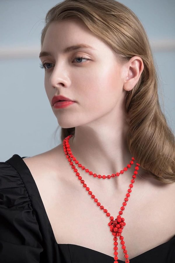 Firstmeet Fashion Beads Rope Knot Long Beaded Necklace Versatile 60" Strand Costume Jewelry for Women and Men - Image 92