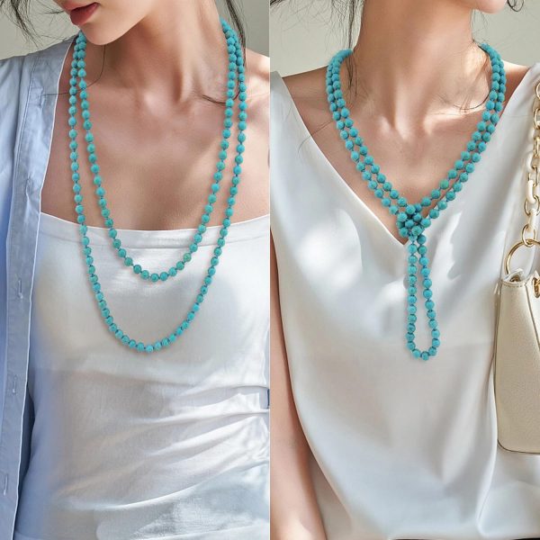 Firstmeet Fashion Beads Rope Knot Long Beaded Necklace Versatile 60" Strand Costume Jewelry for Women and Men - Image 124