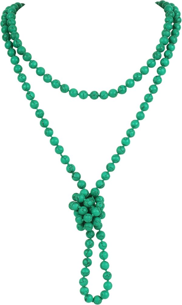 Firstmeet Fashion Beads Rope Knot Long Beaded Necklace Versatile 60" Strand Costume Jewelry for Women and Men - Image 141