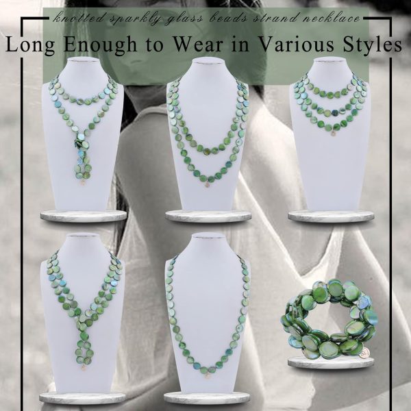 Firstmeet Flat Round Coin Shell Beads Long Knotted Necklace Natural Mother of Pearl Handmade Jewelry For Women - Image 4