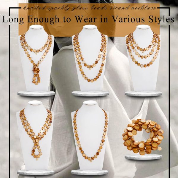 Firstmeet Flat Round Coin Shell Beads Long Knotted Necklace Natural Mother of Pearl Handmade Jewelry For Women - Image 11