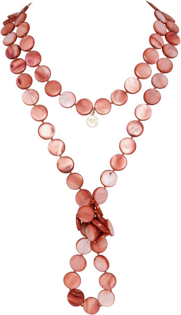 Firstmeet Flat Round Coin Shell Beads Long Knotted Necklace Natural Mother of Pearl Handmade Jewelry For Women - Image 15