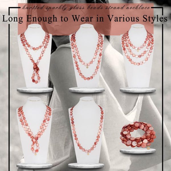 Firstmeet Flat Round Coin Shell Beads Long Knotted Necklace Natural Mother of Pearl Handmade Jewelry For Women - Image 17