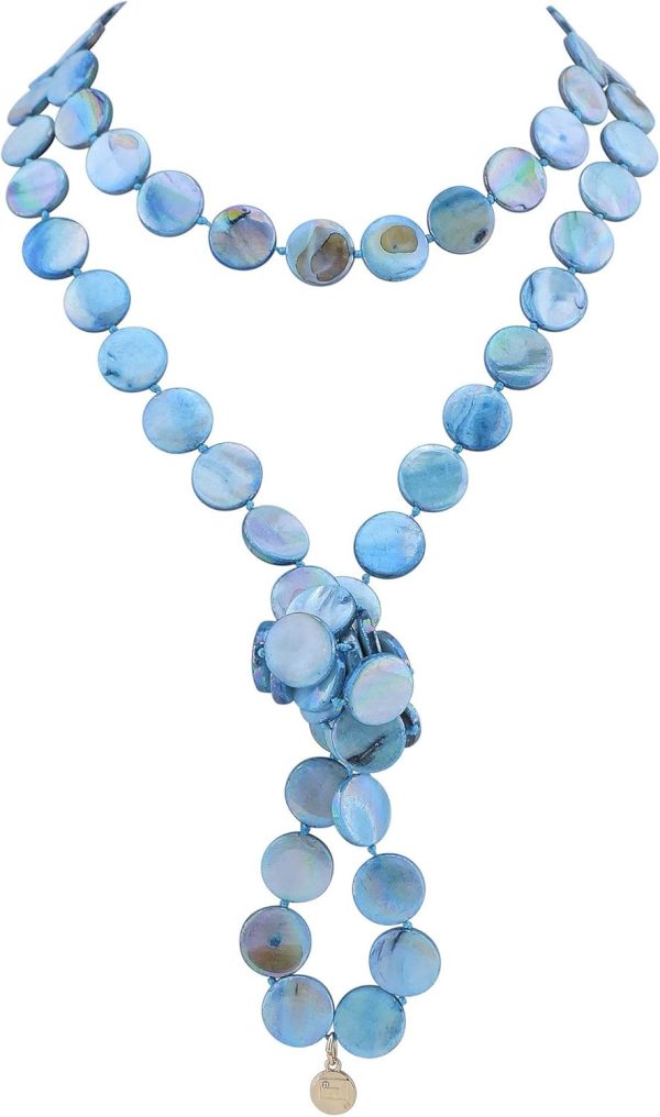 Firstmeet Flat Round Coin Shell Beads Long Knotted Necklace Natural Mother of Pearl Handmade Jewelry For Women - Image 21
