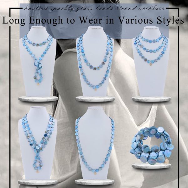 Firstmeet Flat Round Coin Shell Beads Long Knotted Necklace Natural Mother of Pearl Handmade Jewelry For Women - Image 23