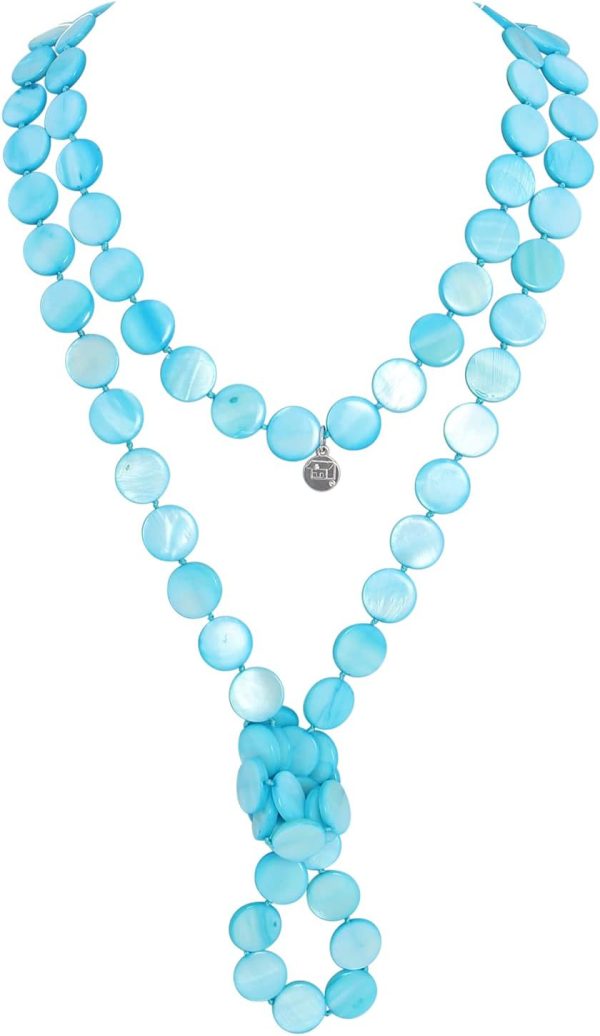 Firstmeet Flat Round Coin Shell Beads Long Knotted Necklace Natural Mother of Pearl Handmade Jewelry For Women - Image 27