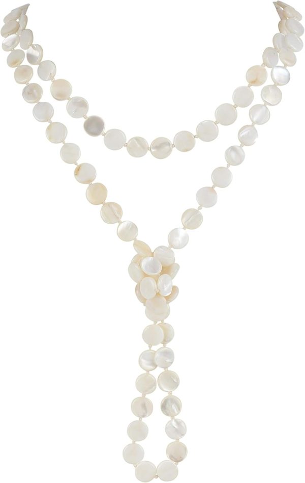 Firstmeet Flat Round Coin Shell Beads Long Knotted Necklace Natural Mother of Pearl Handmade Jewelry For Women - Image 32