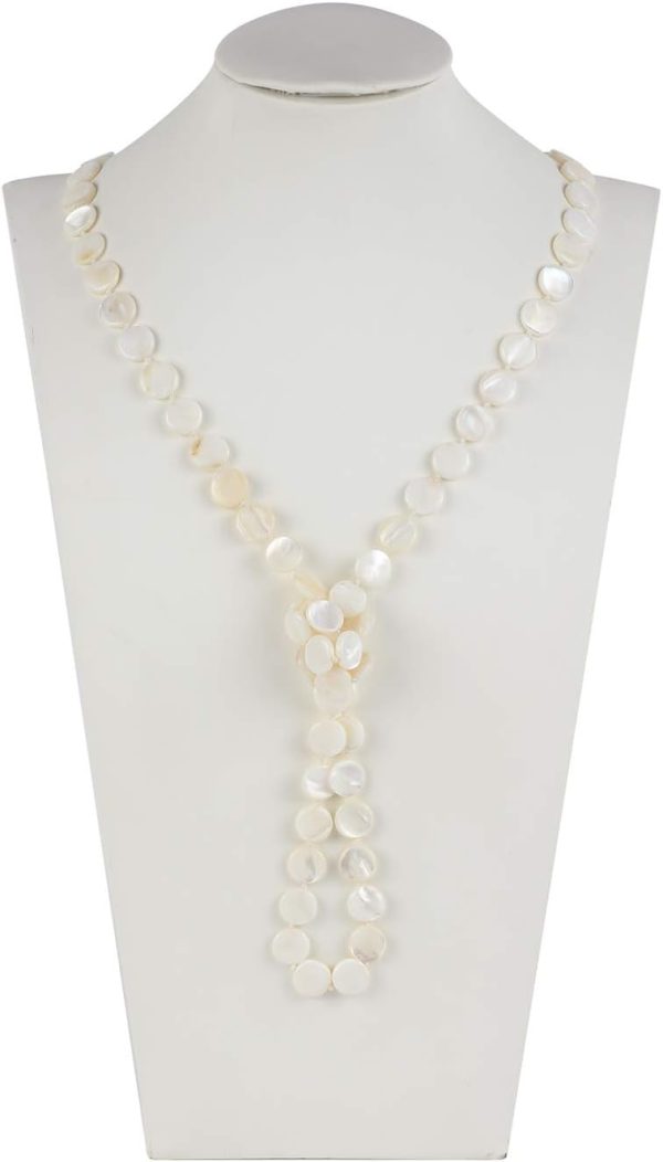 Firstmeet Flat Round Coin Shell Beads Long Knotted Necklace Natural Mother of Pearl Handmade Jewelry For Women - Image 37