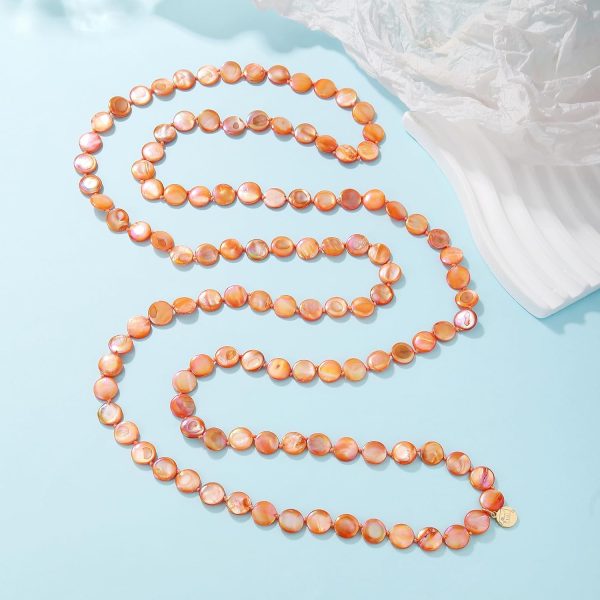 Firstmeet Flat Round Coin Shell Beads Long Knotted Necklace Natural Mother of Pearl Handmade Jewelry For Women - Image 43