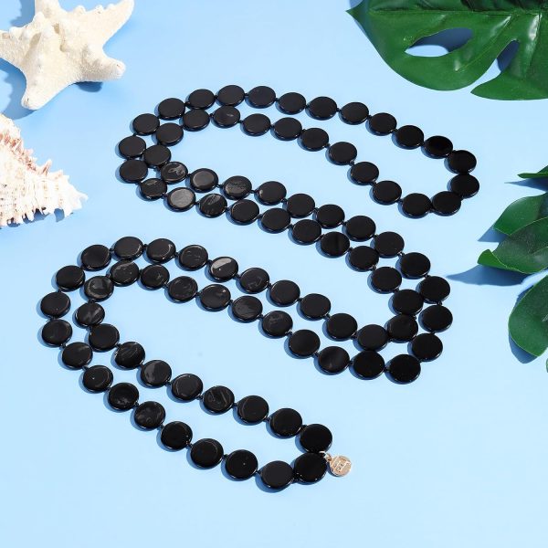 Firstmeet Flat Round Coin Shell Beads Long Knotted Necklace Natural Mother of Pearl Handmade Jewelry For Women - Image 47