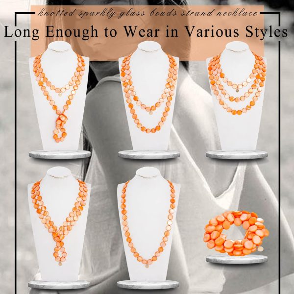 Firstmeet Flat Round Coin Shell Beads Long Knotted Necklace Natural Mother of Pearl Handmade Jewelry For Women - Image 56