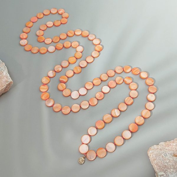 Firstmeet Flat Round Coin Shell Beads Long Knotted Necklace Natural Mother of Pearl Handmade Jewelry For Women - Image 57