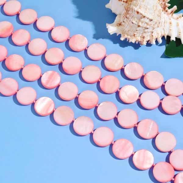 Firstmeet Flat Round Coin Shell Beads Long Knotted Necklace Natural Mother of Pearl Handmade Jewelry For Women - Image 75