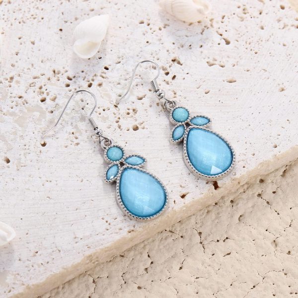 Firstmeet Shiny Resin Water Drop Collar Necklace with Earrings - Image 5