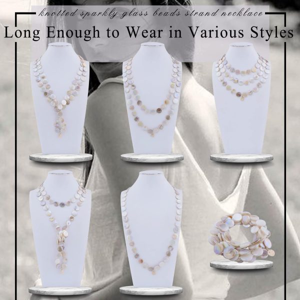 Firstmeet Flat Round Coin Shell Beads Long Knotted Necklace Natural Mother of Pearl Handmade Jewelry For Women - Image 82