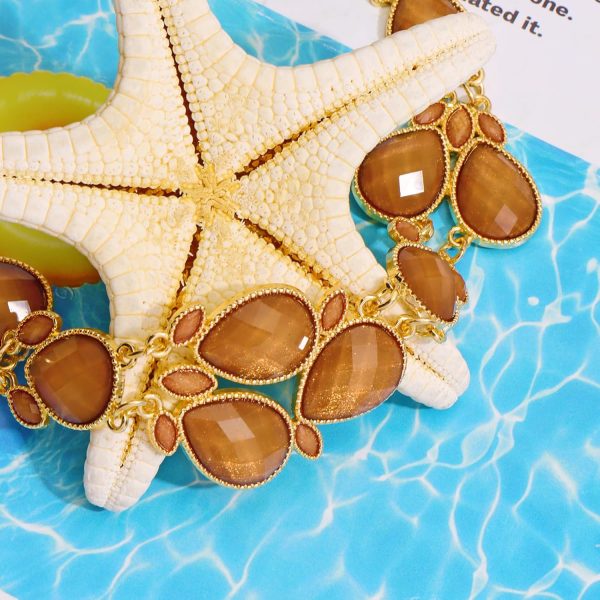 Firstmeet Shiny Resin Water Drop Collar Necklace with Earrings - Image 12
