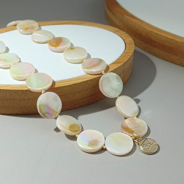 Firstmeet Flat Round Coin Shell Beads Long Knotted Necklace Natural Mother of Pearl Handmade Jewelry For Women - Image 85