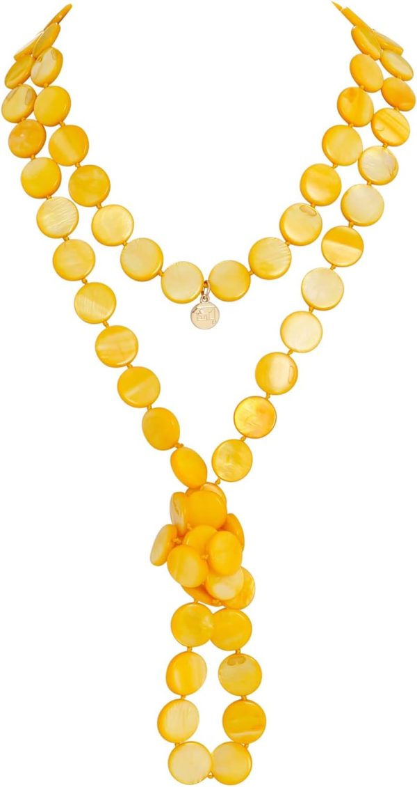 Firstmeet Flat Round Coin Shell Beads Long Knotted Necklace Natural Mother of Pearl Handmade Jewelry For Women - Image 87