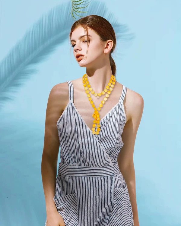 Firstmeet Flat Round Coin Shell Beads Long Knotted Necklace Natural Mother of Pearl Handmade Jewelry For Women - Image 92