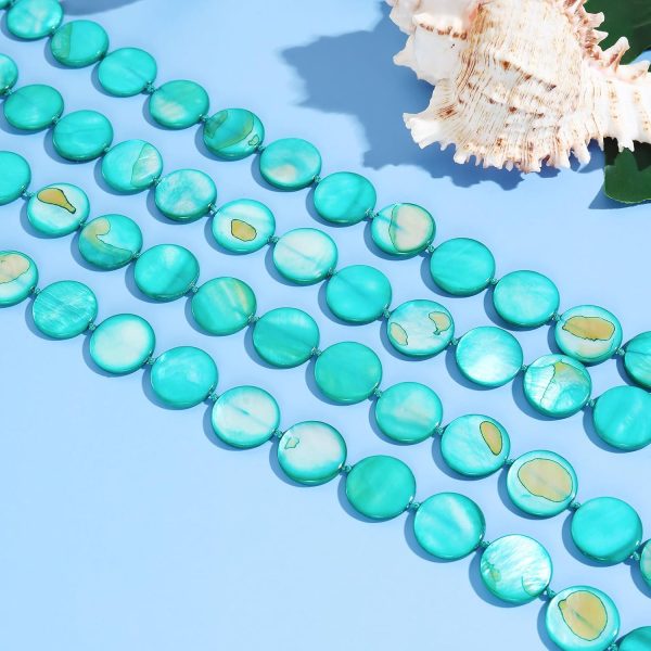 Firstmeet Flat Round Coin Shell Beads Long Knotted Necklace Natural Mother of Pearl Handmade Jewelry For Women - Image 95