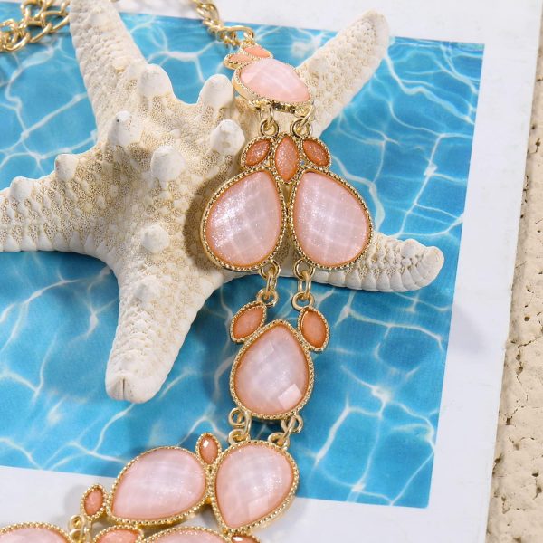 Firstmeet Shiny Resin Water Drop Collar Necklace with Earrings - Image 24