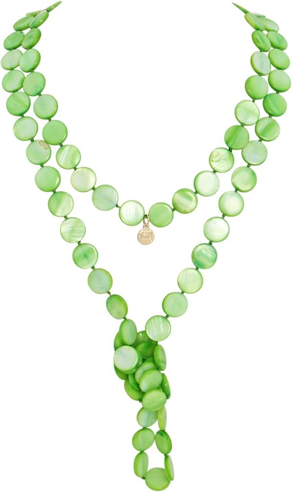 Firstmeet Flat Round Coin Shell Beads Long Knotted Necklace Natural Mother of Pearl Handmade Jewelry For Women - Image 97