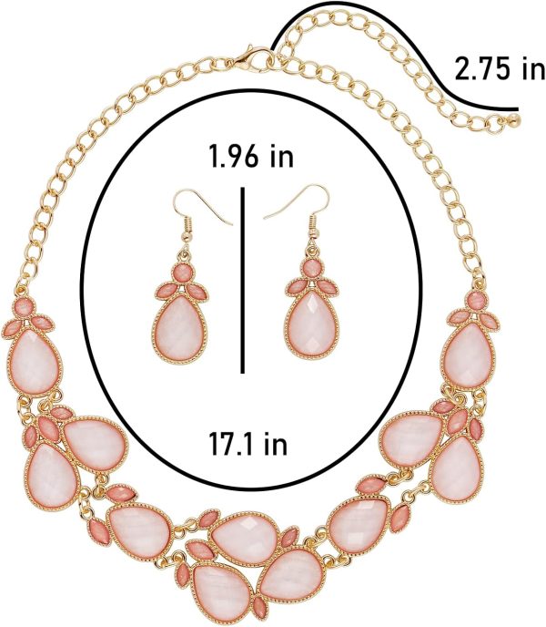 Firstmeet Shiny Resin Water Drop Collar Necklace with Earrings - Image 27