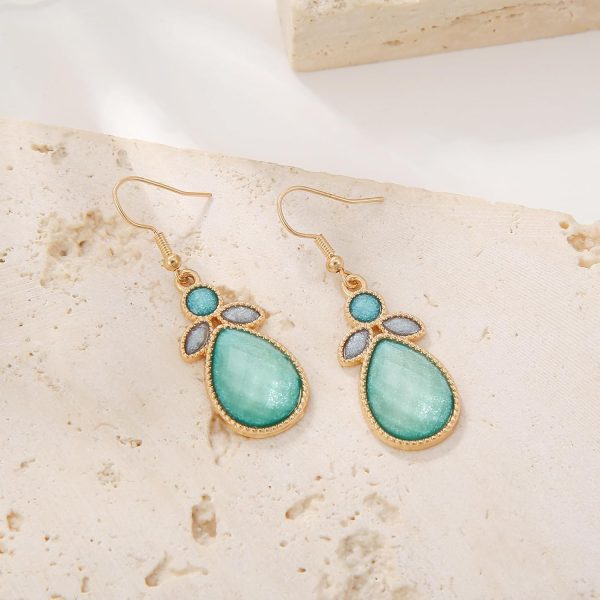 Firstmeet Shiny Resin Water Drop Collar Necklace with Earrings - Image 30