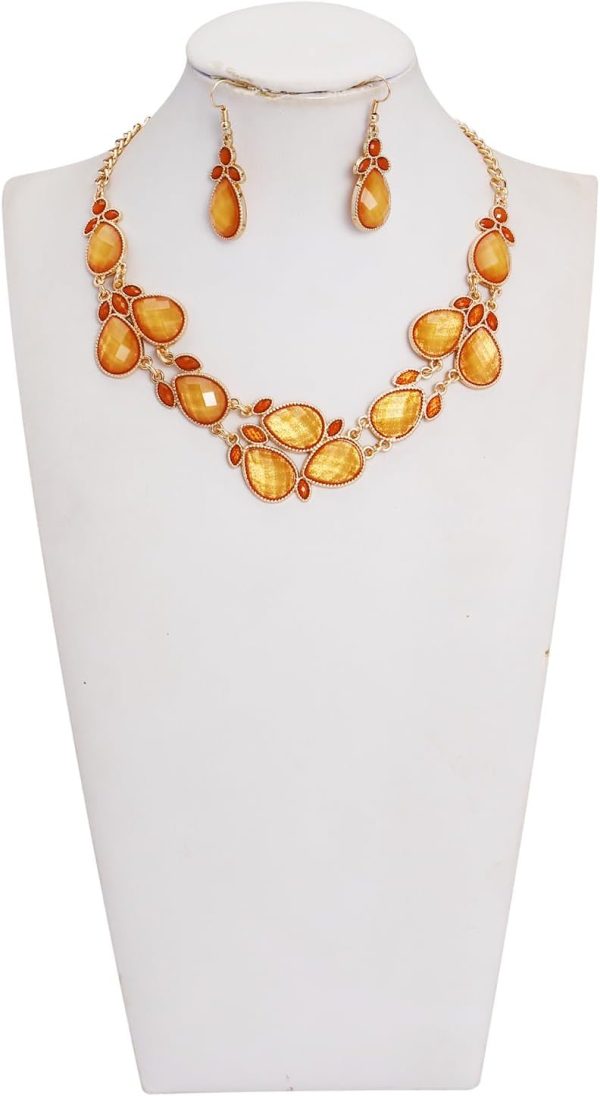 Firstmeet Shiny Resin Water Drop Collar Necklace with Earrings - Image 39