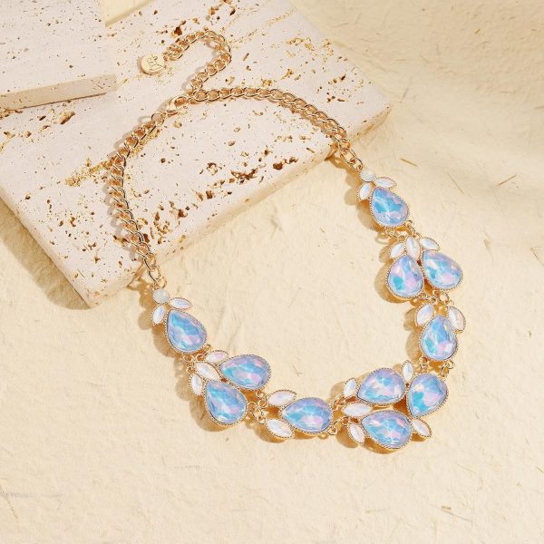 Firstmeet Shiny Resin Water Drop Collar Necklace with Earrings - Image 41