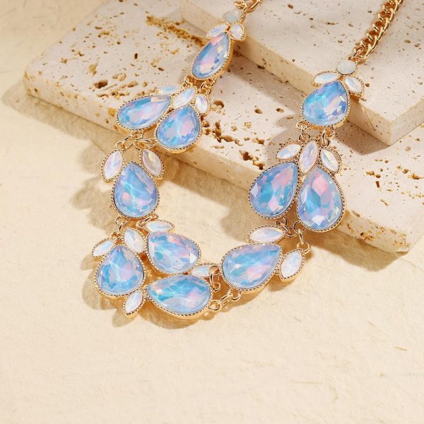 Firstmeet Shiny Resin Water Drop Collar Necklace with Earrings - Image 42
