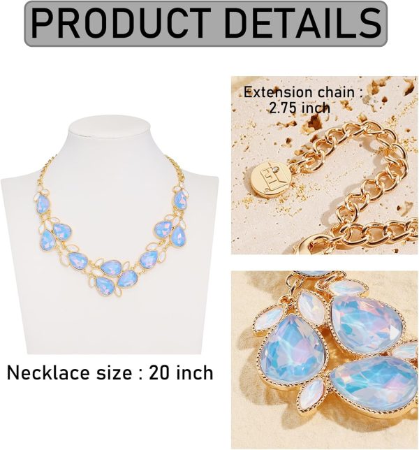 Firstmeet Shiny Resin Water Drop Collar Necklace with Earrings - Image 45